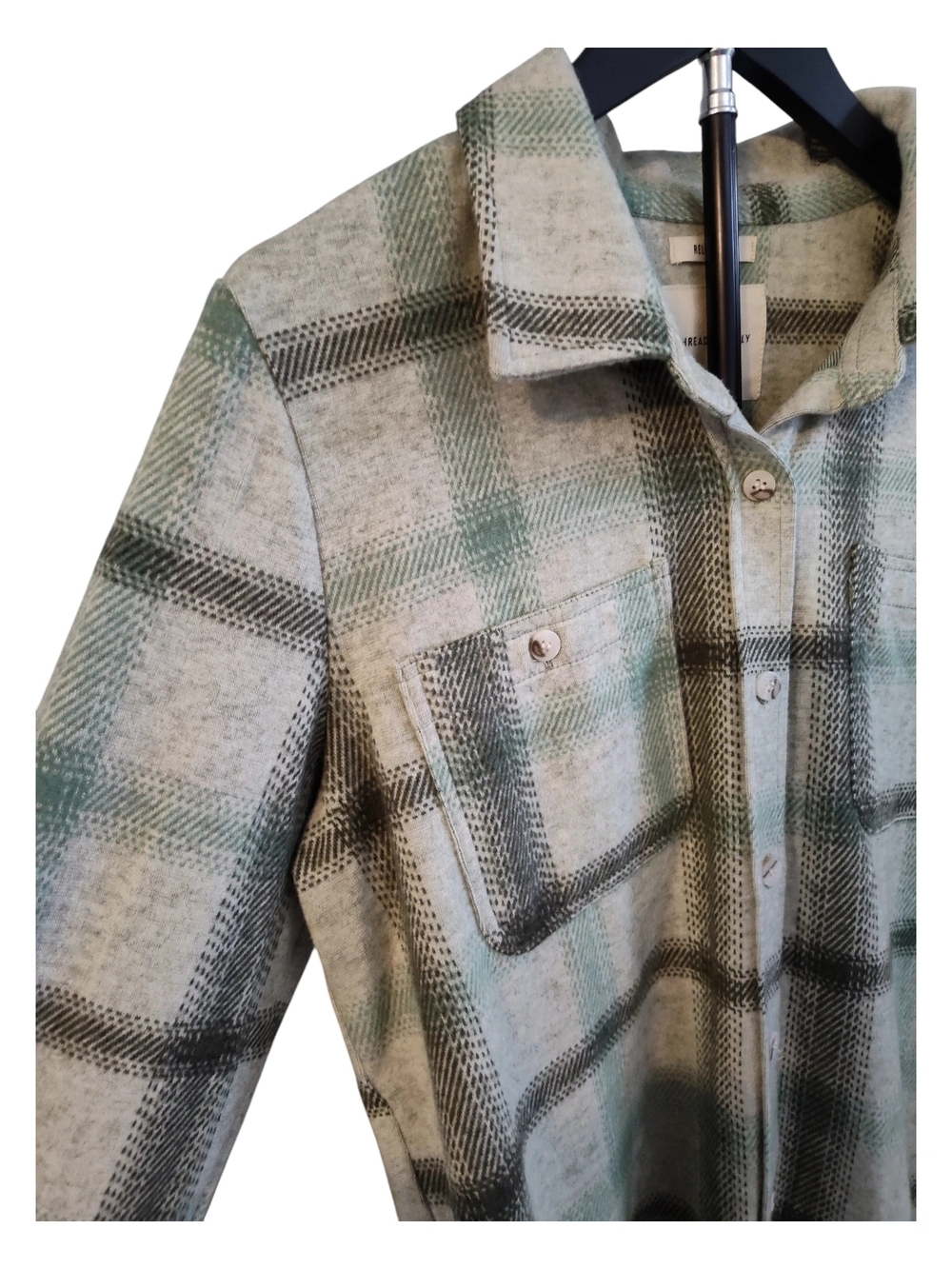Thread & Supply Plaid Flannel Shacket Green Womens Size Medium - Picture 4 of 10